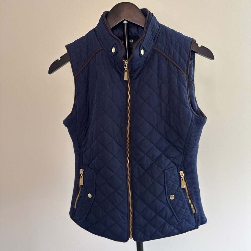 Quilted Vest Navy Blue with Gold Zipper Women’s size-S